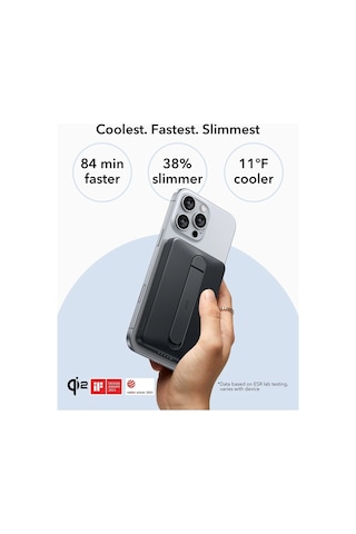 5000 Mah Taşınabilir Şarj Cihazı Halolock Qi2 Kickstand Magsafe Standlı Powerbank - Titanium Titanyum