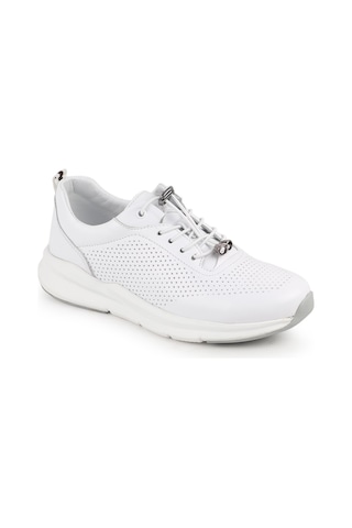 Libero L10.2219 Hakiki Deri Baskılı Ultra Hafif Eva Taban Kadın Casual Sneaker Ayakkabı Beyaz