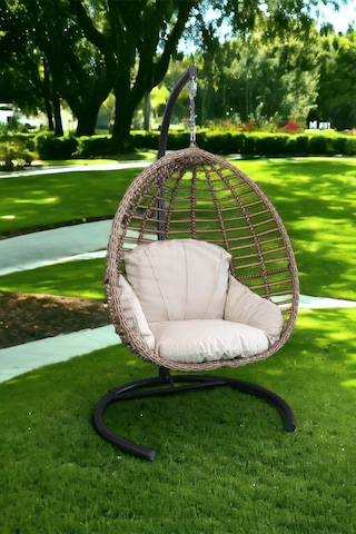 Monalin Home Garden Sofya Classic Rattan El Örgüsü Bahçe & Balkon & Teras Salıncağı Kahverengi