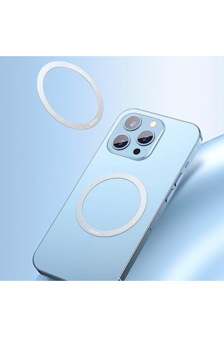 Baseus Halo Series Mıknatıslı Magsafe Için Mıknatıslı Metal Halk-Gümüş