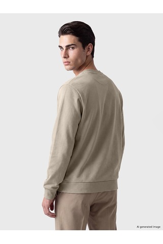 Lcwaıkıkı Classic Bej Bisiklet Yaka Kabartma Baskılı Erkek Sweatshirt