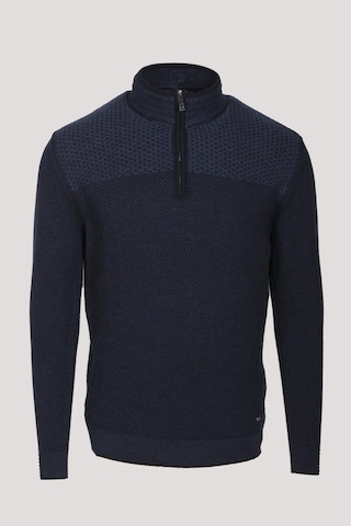 Erkek Triko Yarım Fermuarlı Triko Lacivert Slim Fit Desenli Pamuklu Knitwear Ncs Jeans 3709 Lacivert