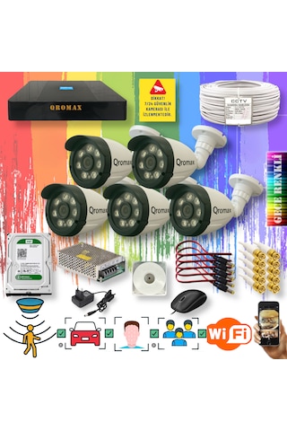 5 Kameralı Gece Renkli Yapay Zekalı Turbohd Set 3908w-9008