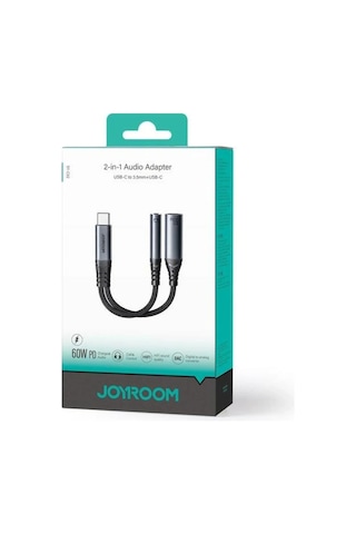 Joyroom Audio Adaptör 2in1 Type-c To 3.5mm+type-c -siyah