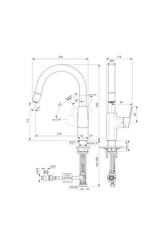 Ideal Standard Bd337aa Ceraplan Kuğu Spiralli Eviye Bataryası Krom