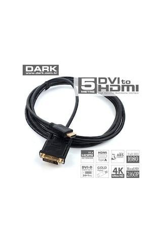 Dark 5Metre 24+1 Dvi - Hdmi Çift Yönlü Görüntü Bağlantı Kablosu