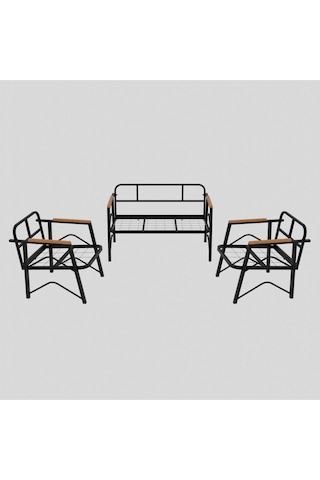 Mb Garden Furnıture Simetri Model, Balkon, Bahçe, Cafe, Metal Koltuk Takımı, Bahçe Takımı , Çay Seti, 2 1 1 Masa Gri