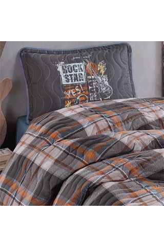 Clasy Ranforce Yatak Örtüsü Tek Kişilik Rock İn Roll V1 Gri
