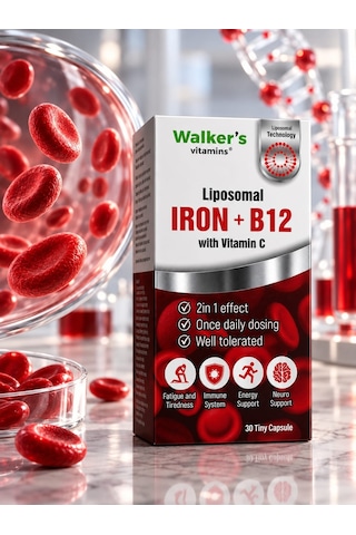 Walker's Vitamins Lipozomal B12 Demir C Vitamini Methylcobalamin Metilkobalamin Krom Pikolinat 30 Enerji Kapsül