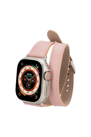 Alpıne Slim Double Tour Blush Pink Hakiki Deri Apple Uyumlu Watch Kordonu - 44/45/46/49mm