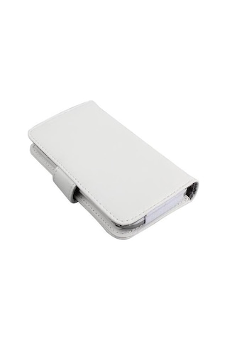Optimus G E975 İle Uyumlu Yan Kapaklı Cüzdanlı Kart Bölmeli Deri Kılıf Beyaz Renk