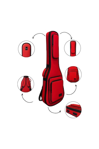 Kırmızı Profesyonel Gigbag Klasik Gitar Kılıfı - Çantası - Su Geçirmez
