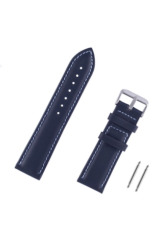 24mm Lacivert Hakiki Deri Saat Kordonu Kayış