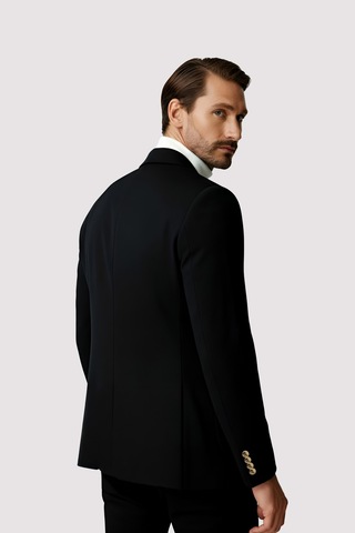 İgs Siyah Mono Yaka Slim Fit Dar Kalıp Erkek Ceket-25955