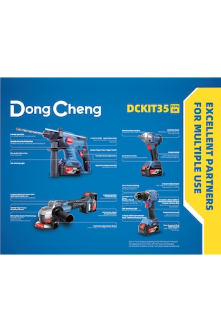 Dong Cheng DCKIT35EM Akülü Kırıcı + Vidalama + Somun Sökme + Taşlama 4 Lü Set