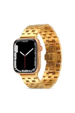 Watch Ultra 49mm Kordon Uyumlu Krd-20 Metal Strap Kayış Clo- Gold