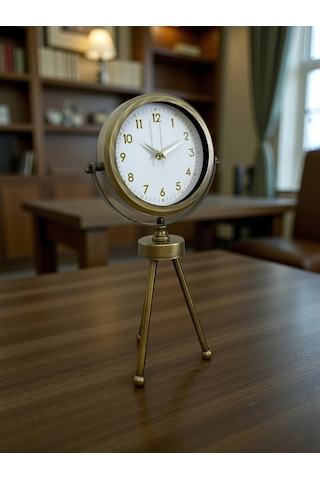 Zentime Eskitme Metal Gold Rakamlı Üç Ayaklı Masa Saati Çok Renkli