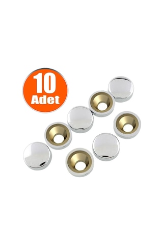 Dekoratif Vida Kapağı Kapatıcı 15 Mm Parlak Krom Metal Vida Tapası Tıpası 10 Adet Vida