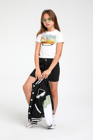 Escabel Kız Çocuk Baskılı Kısa Boy Tshirt Beyaz