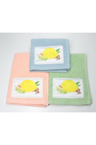 3'lü Limon Nakışlı Mutfak Havlusu Ve Kurulama Bezi %100 Pamuklu