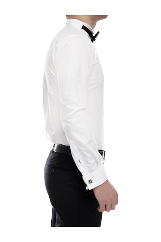 Efor Slim Fit Duble Manşet Ata Yaka Beyaz Damatlık Smokin Gömlek Gk 360 Beyaz