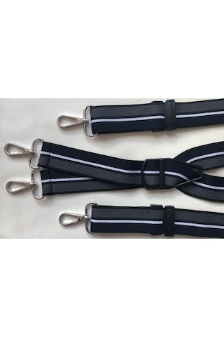 Kancalı Lacivert Gri İnce Beyaz Çizgili Pantolon Askısı 4 Kancalı