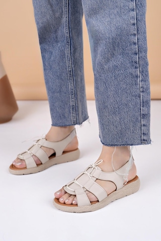 Nesilshoes Nesil Shoes Mv 072 Krem Anatomik Kadın Sandalet