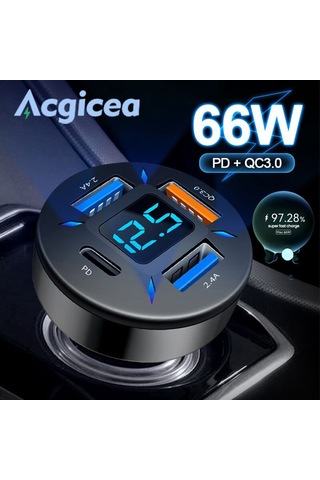 66w Usb C Araba Şarjı Tip C Hızlı Araba Şarjı Telefon Şarj Cihazı Apple Uyumlu iPhone Xiaomi Samsung İçin Hızlı Şarj Cihazı 3.0 Araç Çakmak Adaptörü