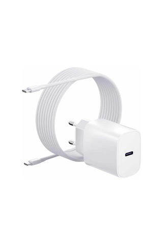 Type-c Hızlı Şarj Özellikli Cihazı Usb-c Kablo Dahil Beyaz