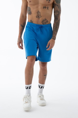 Erkek Mavi Yüksek Kalite Relax-fit Rahat Kesim %100 Pamuk Bağcıklı Siyah Düz Basic Şort Mavi