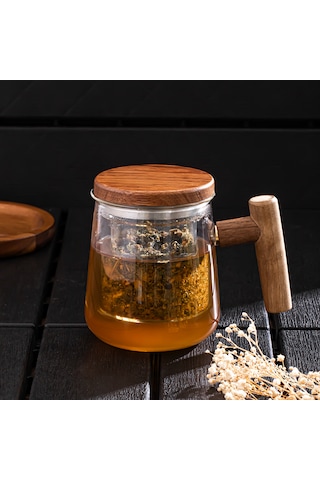 Perotti 17564 Herby Borosilikat Cam Bitki Çayı Demliği 500ml Şeffaf