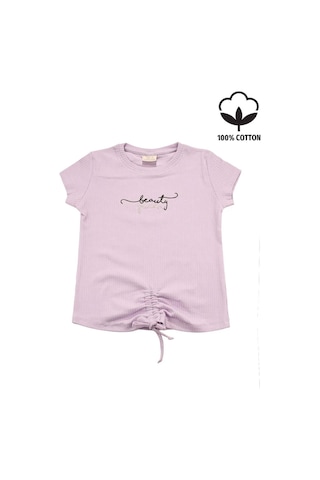 Nakışlı Fitilli Beauty Queen Tshirt Lila 001