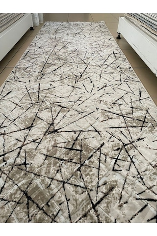 Aslan Home Vizon Çizgi Desenli Yıkanabilir Kaymaz Dört Mevsimlik Salon, Banyo, Balkon, Genç Odası Kesme Yolluk Vizon