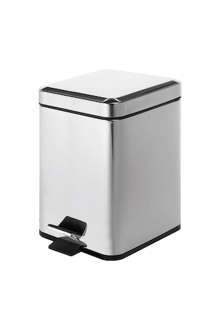 Çöp Kovası, Pedallı, Kare, 3lt - Krom Krom