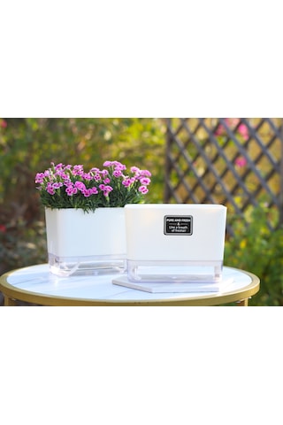 Otomatik Sulamalı Dikdörtgen Akıllı Saksı 25 X 12.5 X 14 Cm
