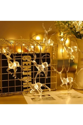 2m 10'lu Geyikli İp Led Işık Gün Işığı