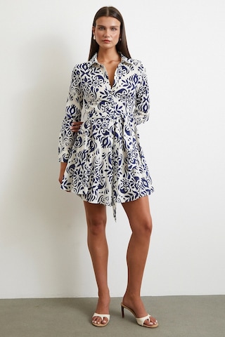 Godeli Desenli Elbise Lacivert Lacivert