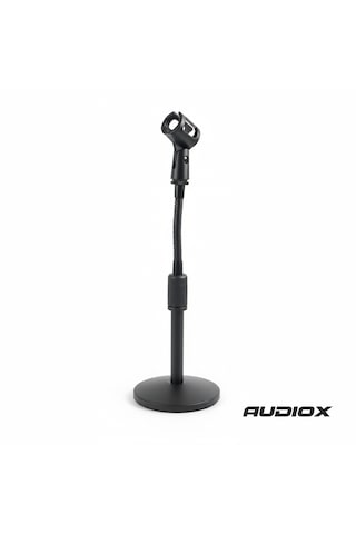 Audıox Masaüstü Kürsü Mikrofon Standı Esnek Gooseneck Yuvarlak Taban Siyah Mikrofon Sehpası