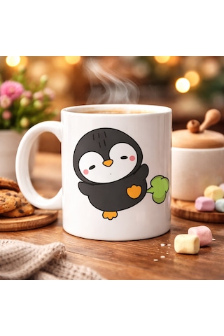 Şaşkın Penguen Tasarımlı Porselen Kupa Model 89 Eğlenceli, Neşeli Ve Sıcacık Kahve Keyfi Diğer