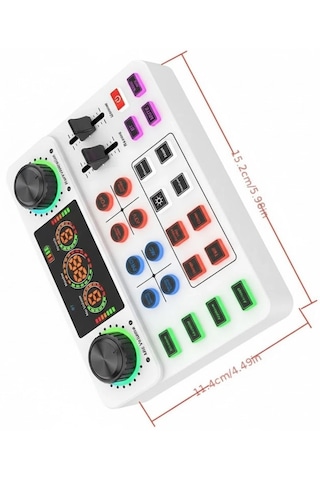 Canlı Yayın Ses Kartı 2 Mikrofon Girişli, Profesyonel Podcast & Twitch Sound Card