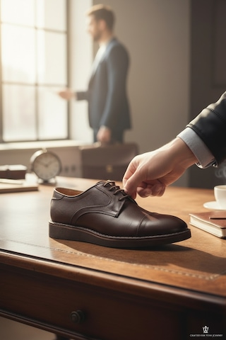Enoch Erkek Hakiki Deri Klasik Ayakkabı Mikro Delikli Yan Panelli Ve Cap Toe Detaylı Comfort Tabanlı Bağcıklı Model Kahverengi