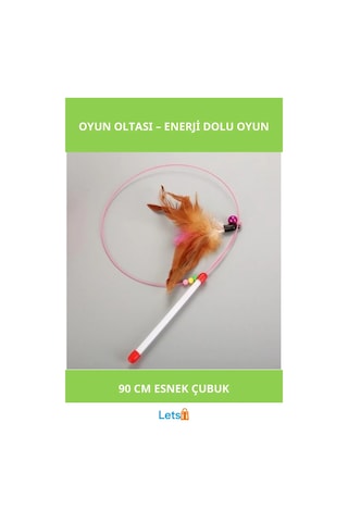 90 Cm Esnek Kedi Oyun Oltası Renkli Ve Eğlenceli