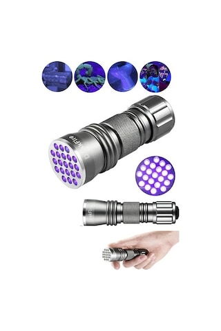 Uv Işık El Feneri 21 Led Ultraviyole Mor Işık Para Leke Kontrol