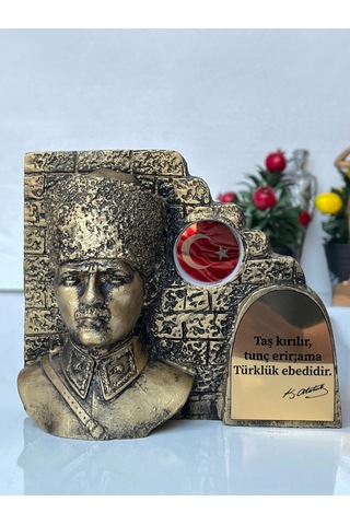 Atatürk Büstü Bayraklı Masaüstü Ve Ofis Için Şık Dekoratif Biblo