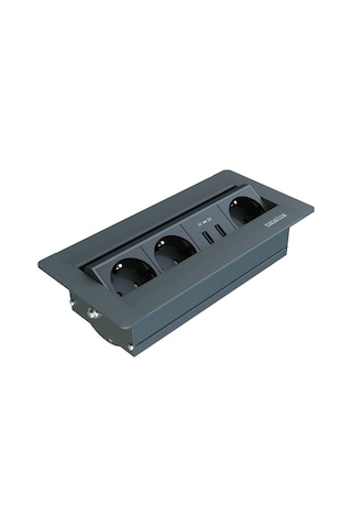 Metalline® Sole-line Dönmeli Masaüstü Priz Kutusu Usb - Antrasit