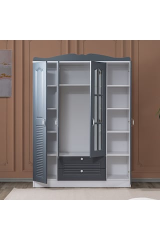 Gardırop, Country Mdf 4 Kapaklı Dolap, Antrasit Diğer