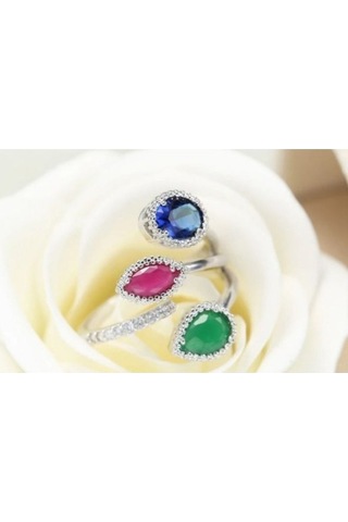 925 Ayar Gümüş Zirkon Taşlarla Süslü Yüzük