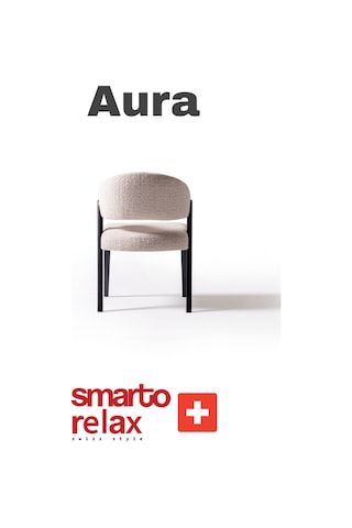 Smarto Relax Aura 2'li Yemek Masası Sandalye Seti - Ahşap/siyah Ayaklı, Krem Kumaş Krem & Siyah
