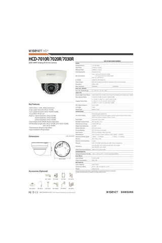 Samsung Uyumlu / Wisenet HCD-7010R 4MP (QHD) Analog IR Ledli Dome Kamera