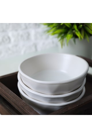 Keramika Mat Beyaz Kristal Çerezlik / Sosluk 12 Cm 6 Adet 022